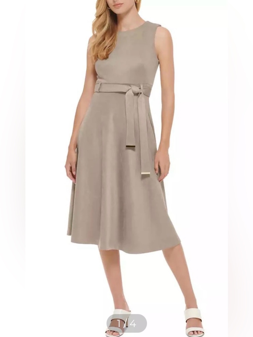 Calvin Kline Women's Faux-Suede Belted Dress